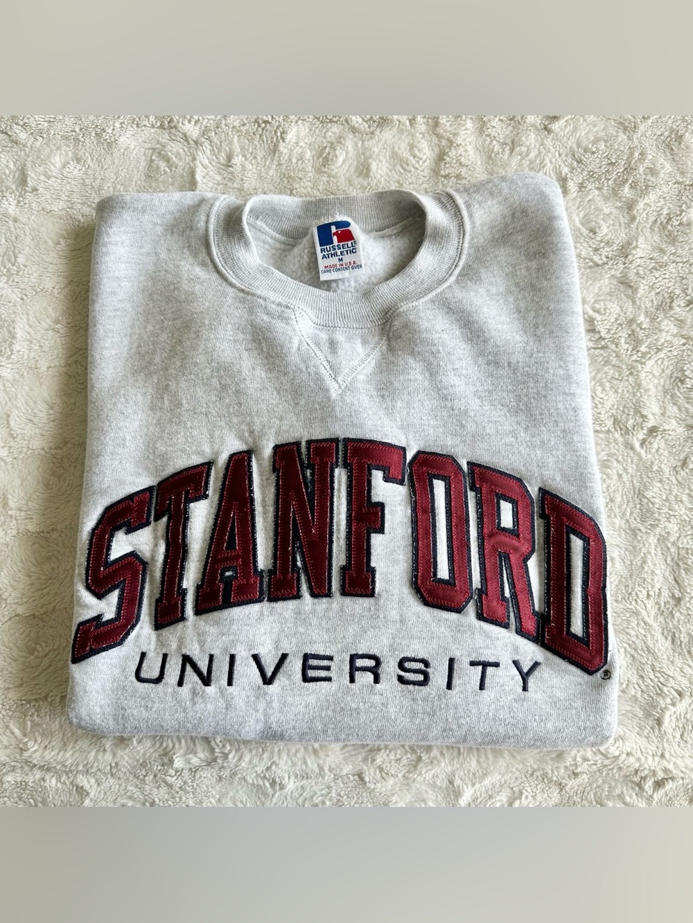 Vintage Stanford Crewneck Sweatshirt Mens Medium Russell Athletic Cardinal 90s